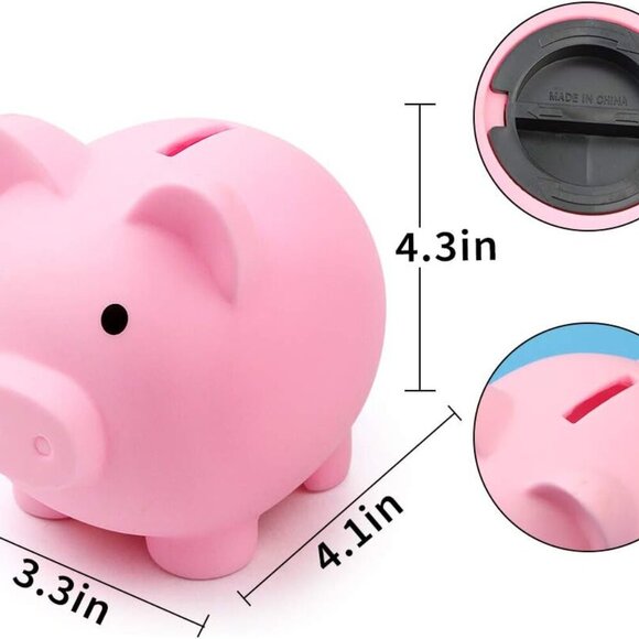 2 Pack Plastic Cute Pig Money Bank,Unbreakable Piggy Saving Money Box Coin Bank - Picture 3 of 6